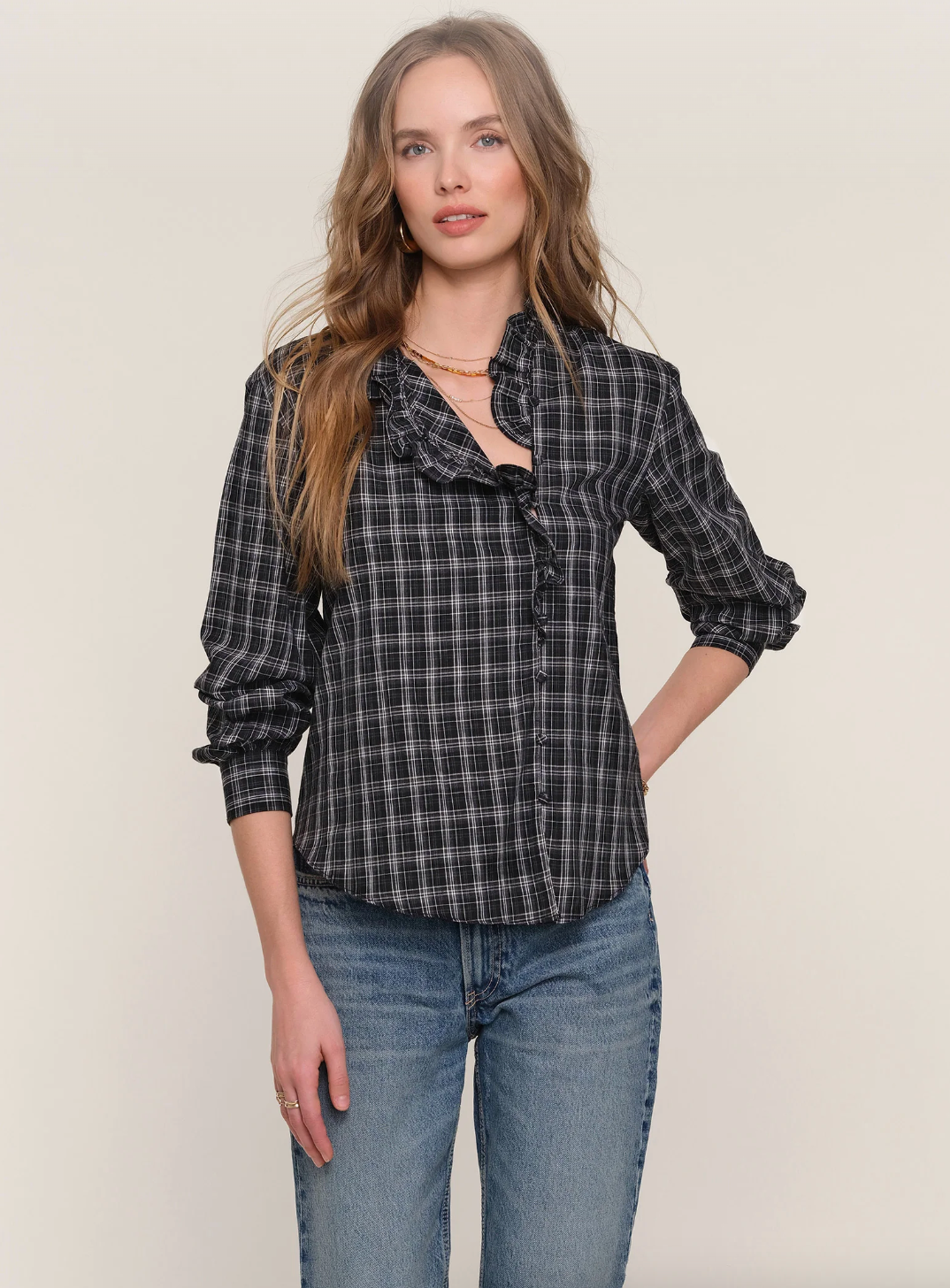 Taylor Plaid Ruffle Shirt