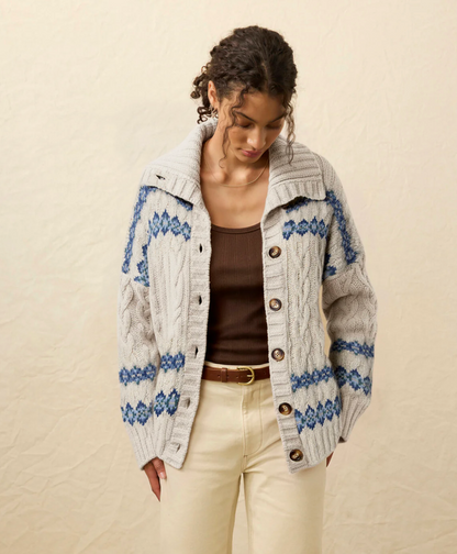 Highland Fairisle Cardigan - Lakeside Fairisle Snow