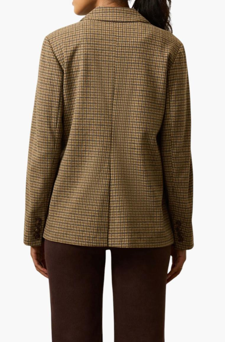 Inlet Houndstooth Double Breasted Knit Blazer
