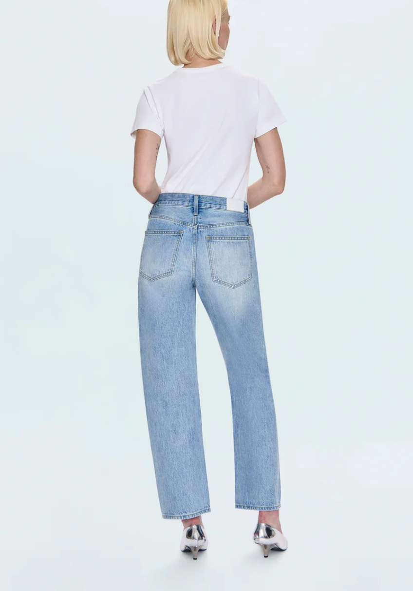 Lexi Studded Mid Rise Bowed Straight Jean