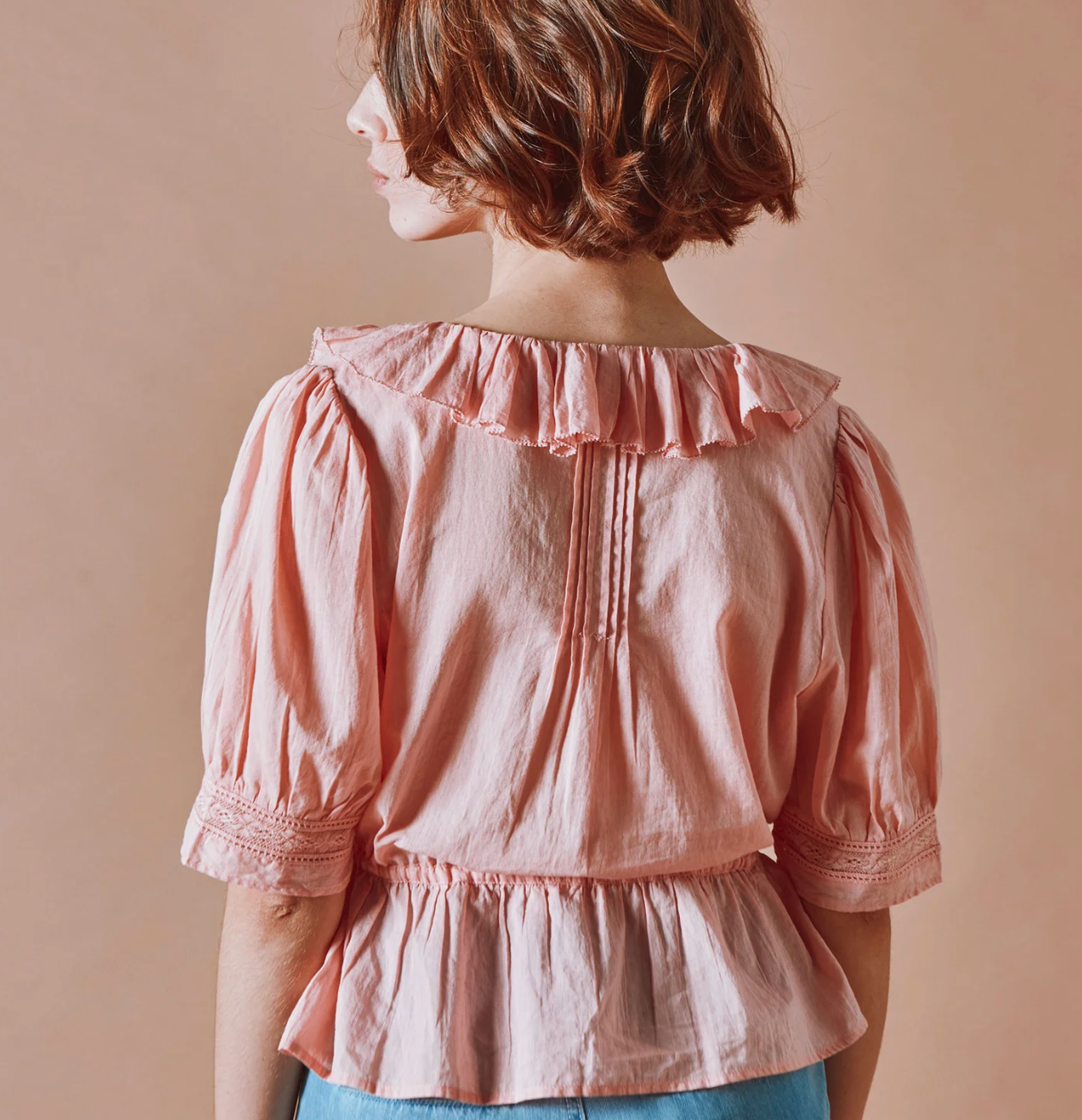 Vintage Pink Ruffled Blouse