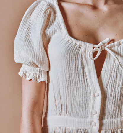 Cream Cotton Gauze Long Dress