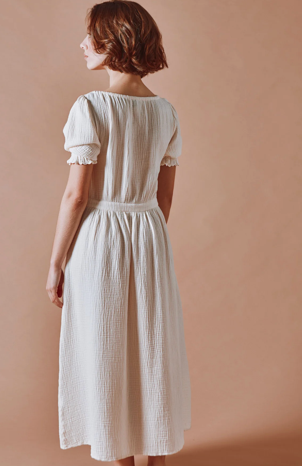 Cream Cotton Gauze Long Dress