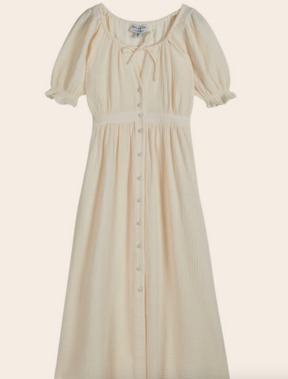 Cream Cotton Gauze Long Dress