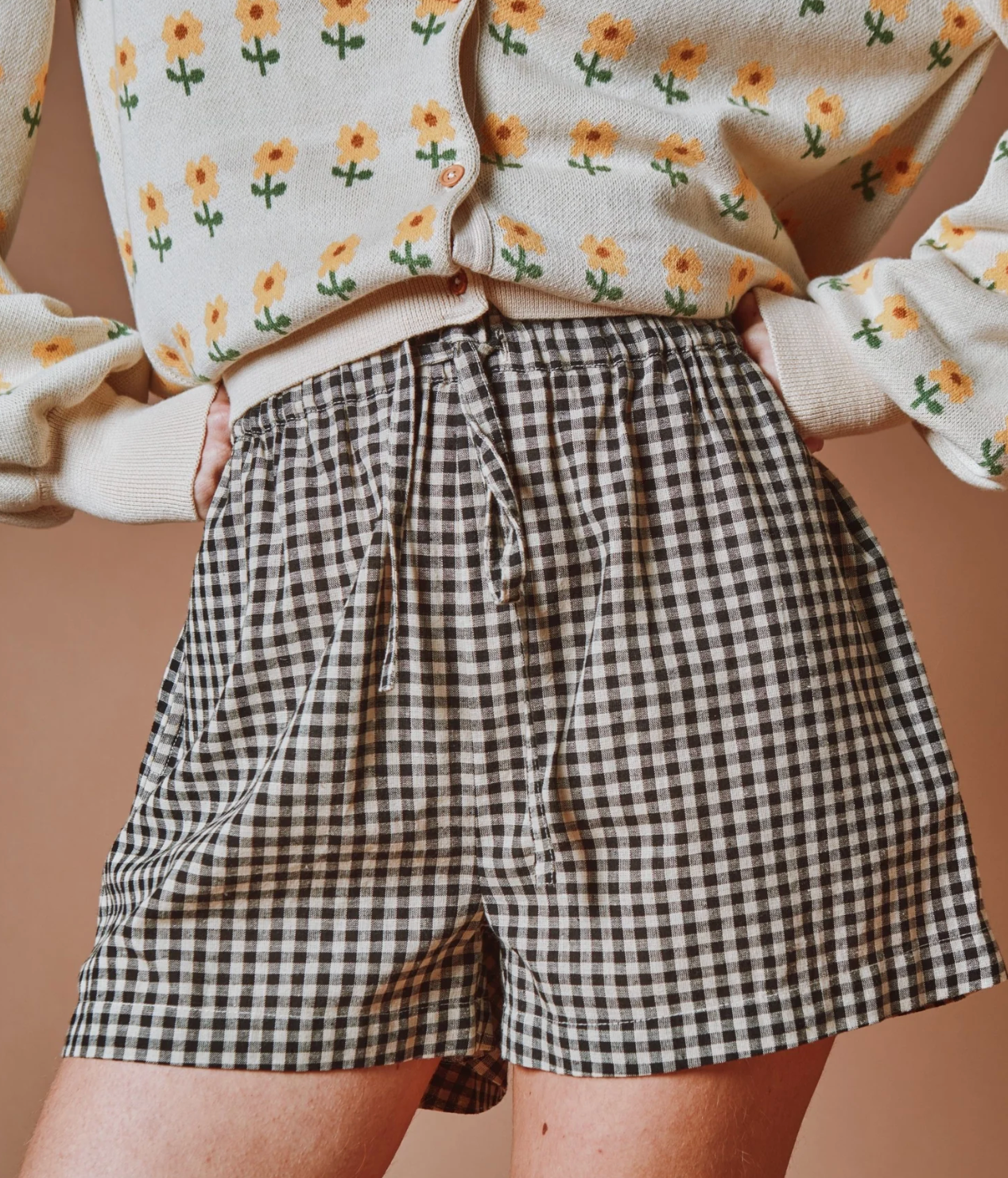 Black Gingham Shorts