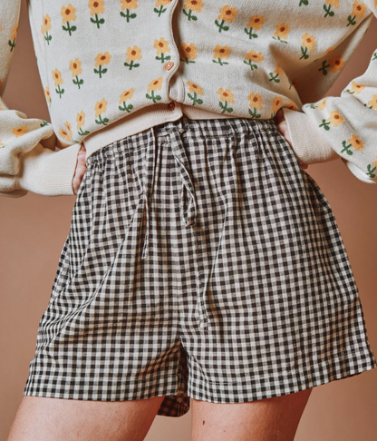 Black Gingham Shorts