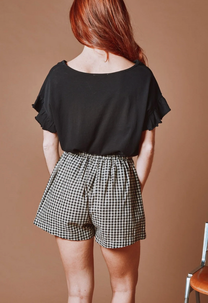Black Gingham Shorts