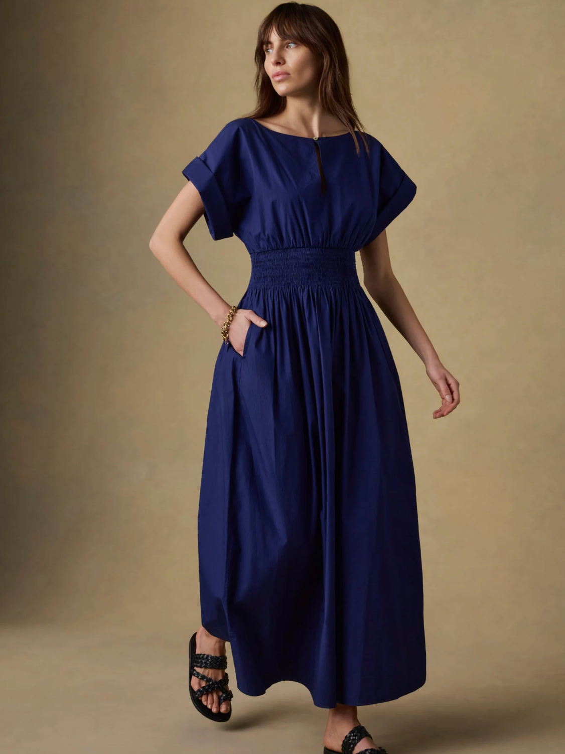 Coastal Poplin Elia Smocked Dress