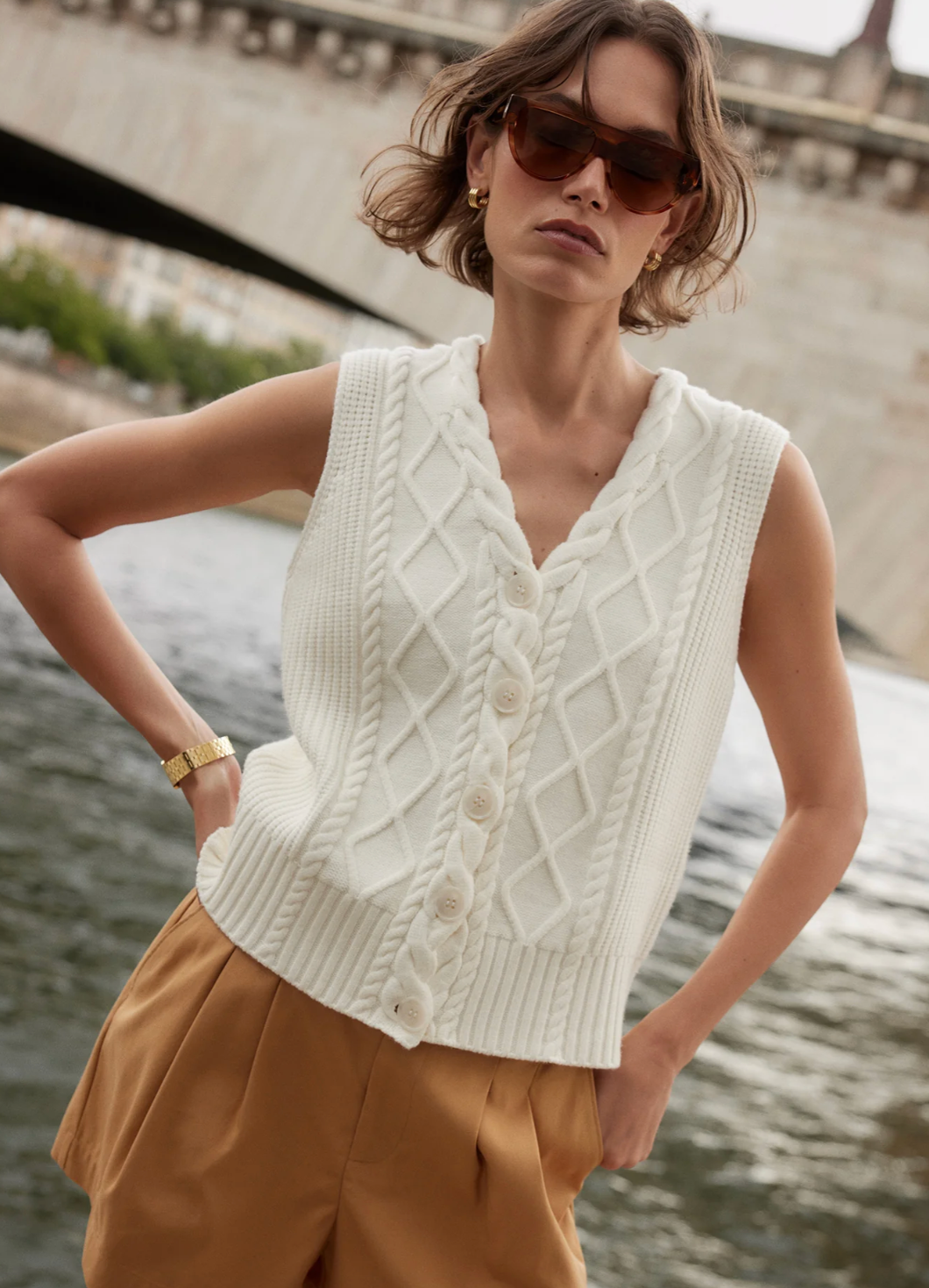 Tatyana Cable Knit Vest