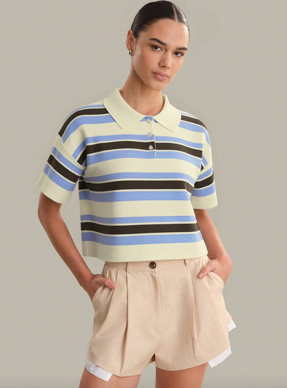 Cropped Striped Polo