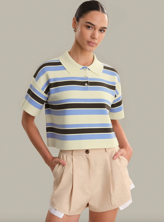 Cropped Striped Polo