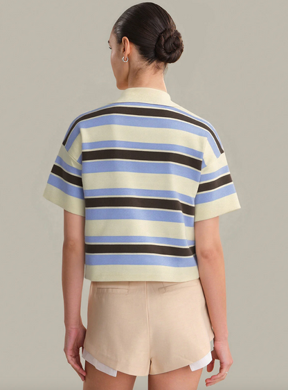 Cropped Striped Polo