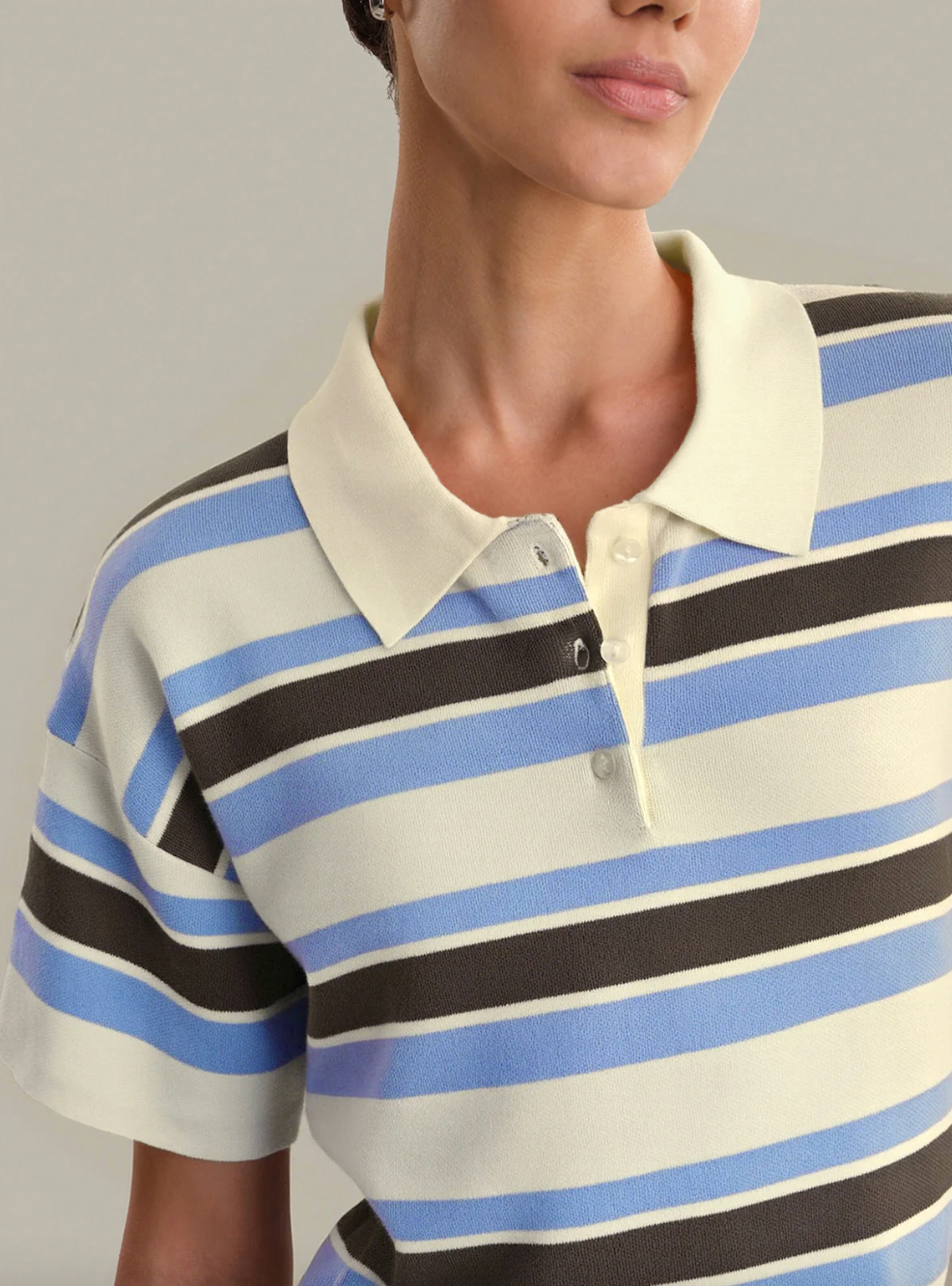 Cropped Striped Polo
