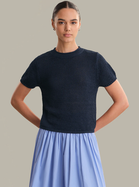 Roll Edge Short Sleeve Sweater