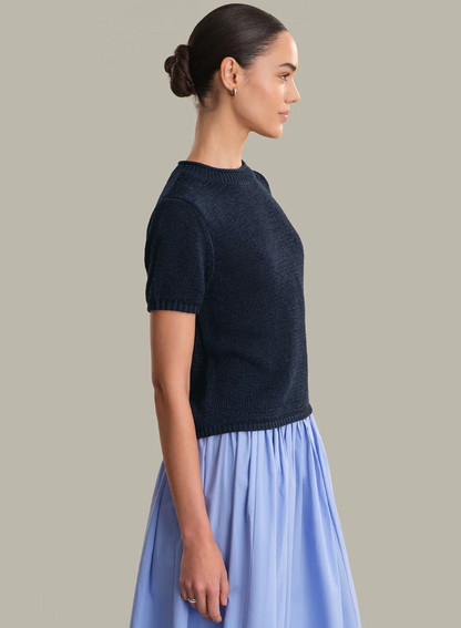 Roll Edge Short Sleeve Sweater