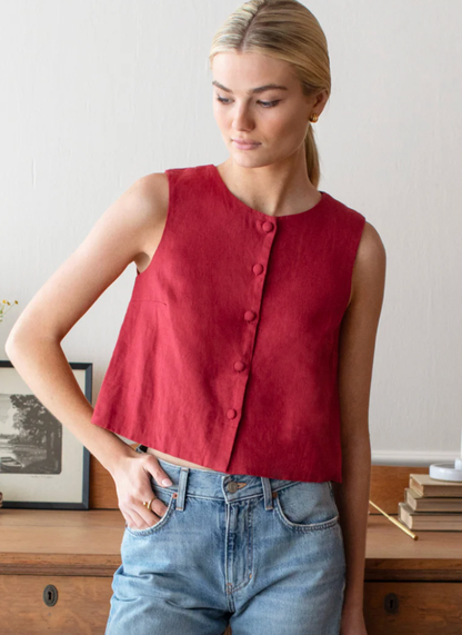 Button Front Wide Hem Top