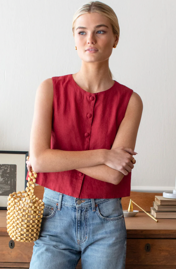 Button Front Wide Hem Top