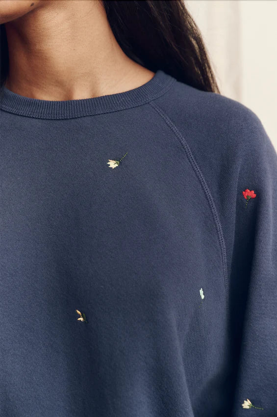 The College Sweatshirt with Tossed Floral Embroidery