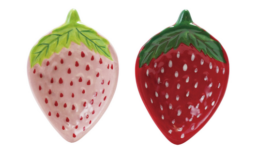 Hand-Painted Ceramic Strawberry Shaped Dish