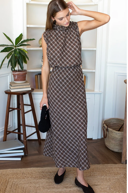 Emerson Fry Frederique Bias Skirt in Cocoa Plaid