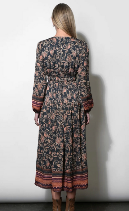 Greylin Amber Boho Bordered Midi Dress