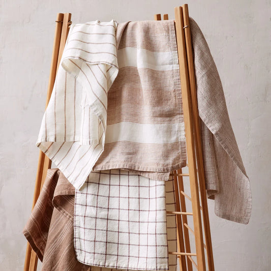 The Essential Linens Graphic Set Tea Towels in Earth