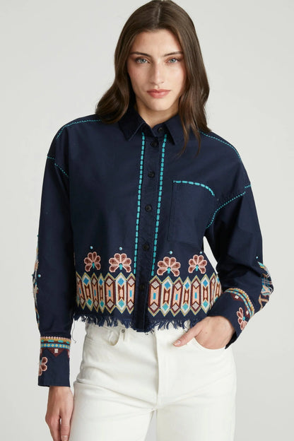 Driftwood Dani Crop Shirt in Canyon Craft Navy