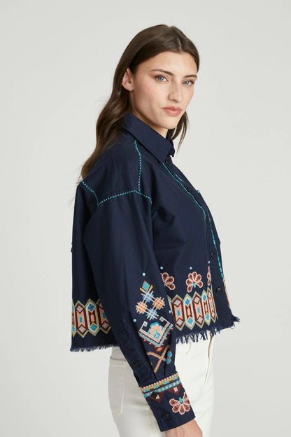 Driftwood Dani Crop Shirt in Canyon Craft Navy