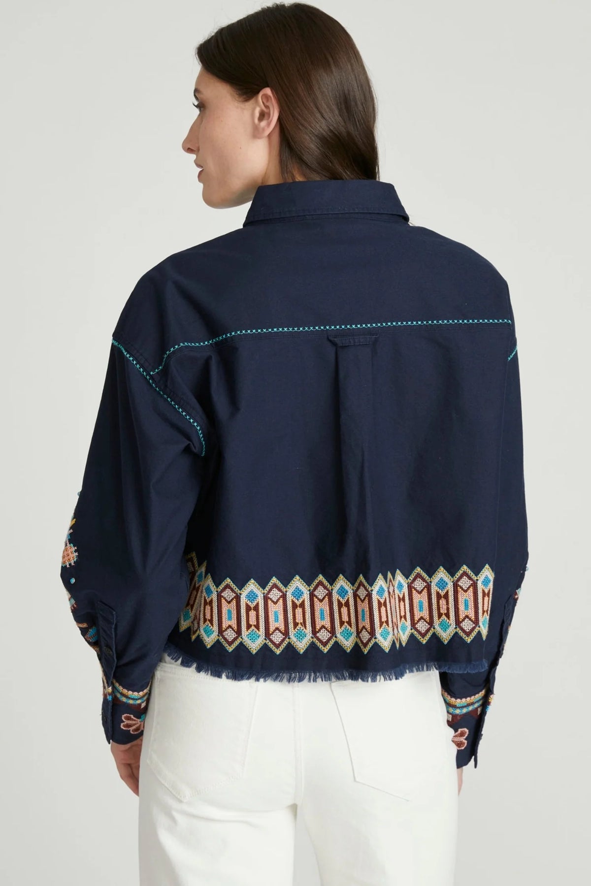 Driftwood Dani Crop Shirt in Canyon Craft Navy
