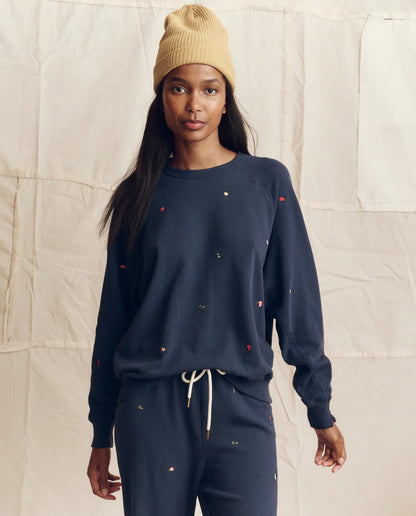 The College Sweatshirt with Tossed Floral Embroidery