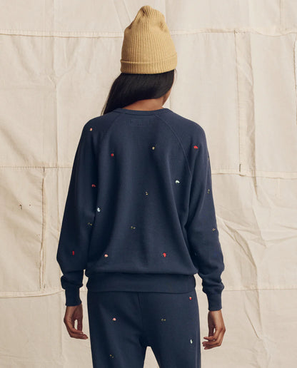 The College Sweatshirt with Tossed Floral Embroidery