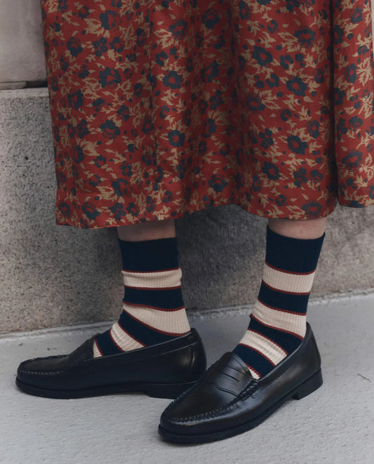 The Great Collegiate Stripe Sock in Navy