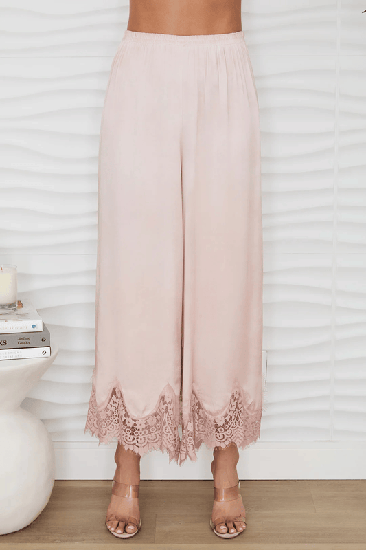 Milano Mineral Wash Lace Hem Culotte Pants