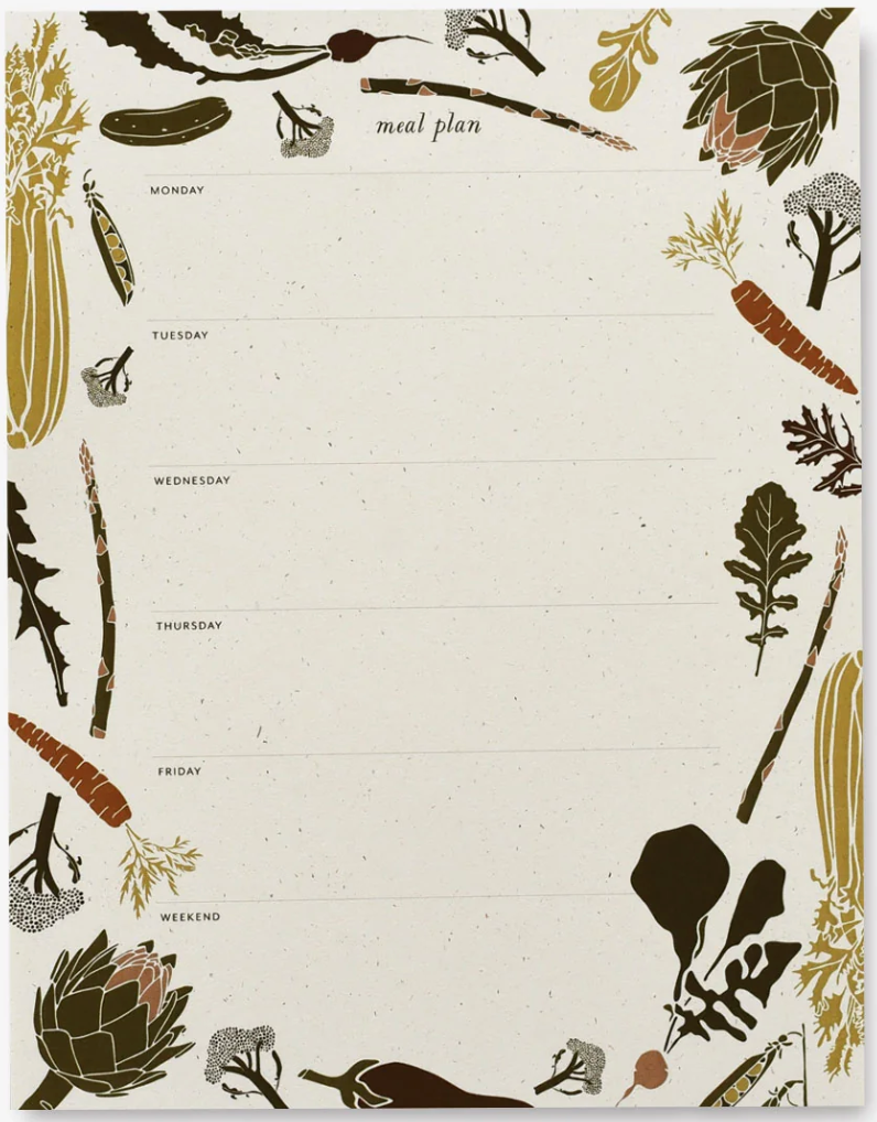 deskpad with drawn food on it to plan meals