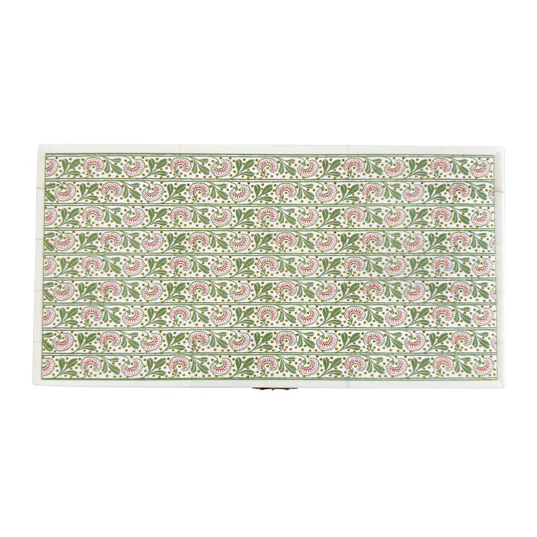 Thistle and Sprigs Printed Trinket Box, 6-1/4"