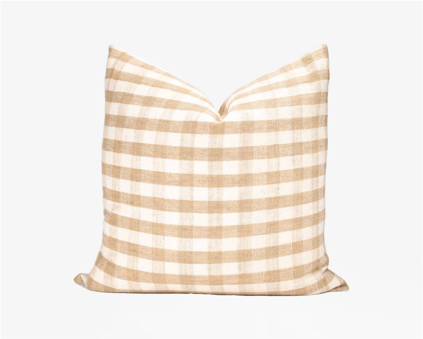 Reva Check - Tan Pillow + Down Insert