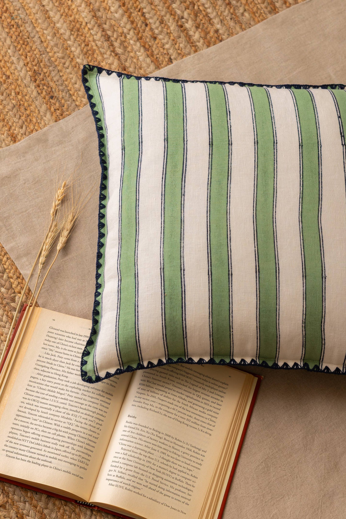 Linen Heritage Stripe Throw Pillow