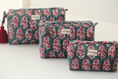 Emerald motif print travel/make up/organizer/bag-Set of 3