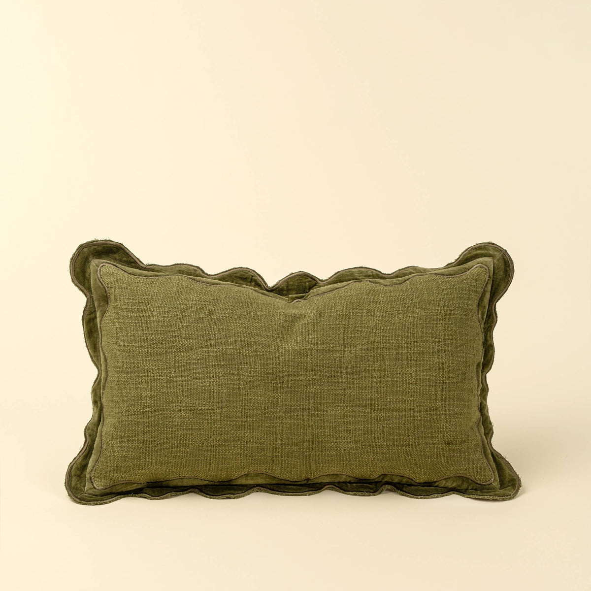 21x12 Velvet Scallop Pillow, Moss