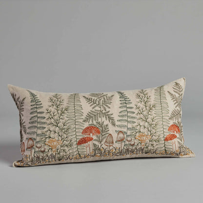 Mushrooms and Ferns Lumbar Pillow