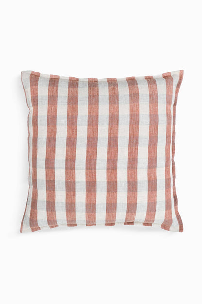 Gingham Checks Clara Linen Throw Pillow with Insert
