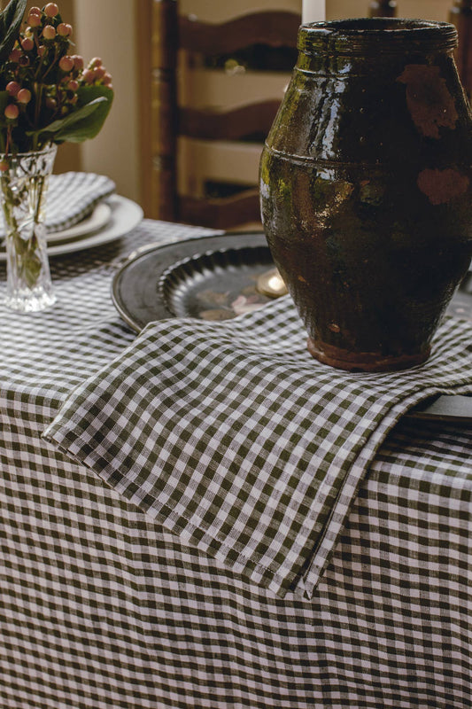 Tea Towel - Mini Gingham Check in Olive Green