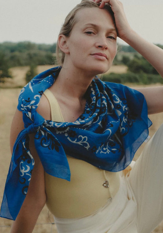 The Maison Lecomte Flament Bandana Blue Scarf