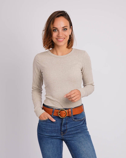 Vintage Full-Grain Leather Belt for Women