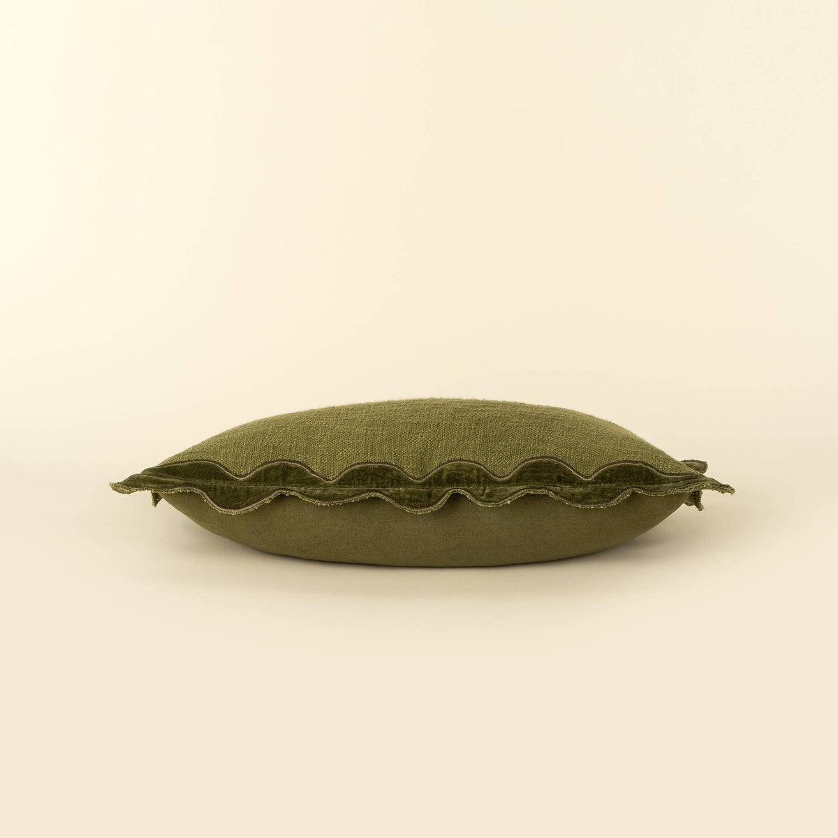 21x12 Velvet Scallop Pillow, Moss