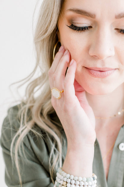 Cosmo Moonstone Gold Pavé Ring