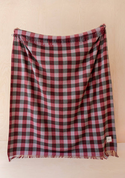 Recycled Wool Blanket in Wine Gingham