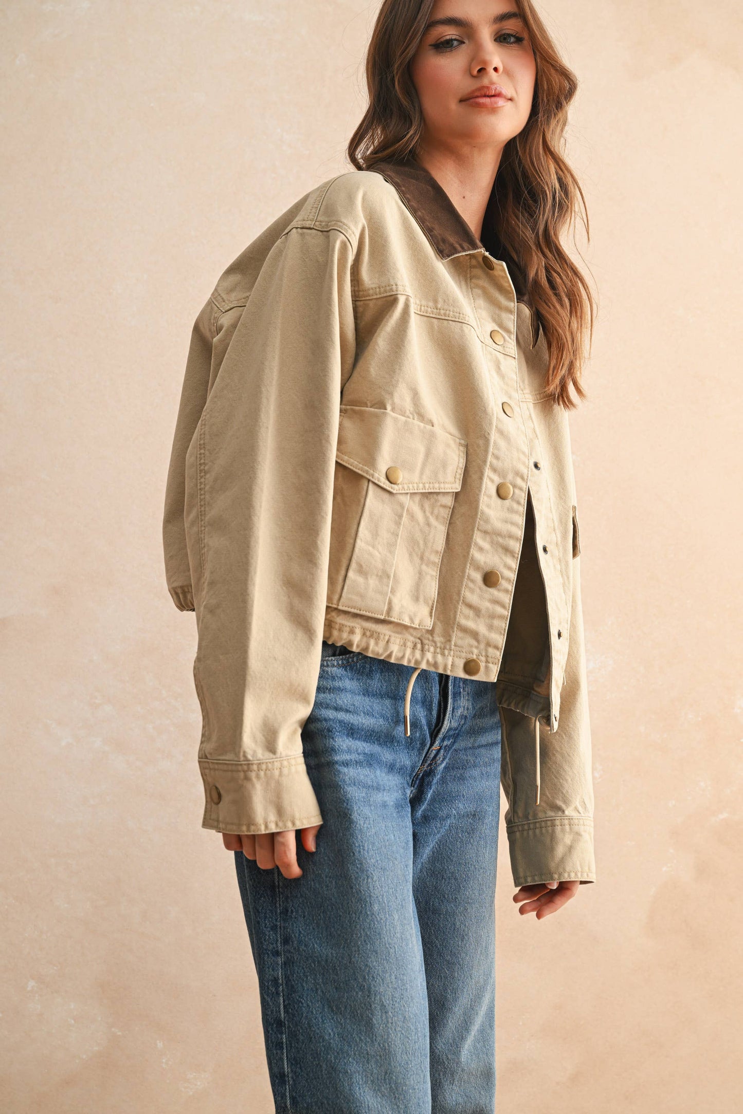 Utility Jacket with Contrast Collar