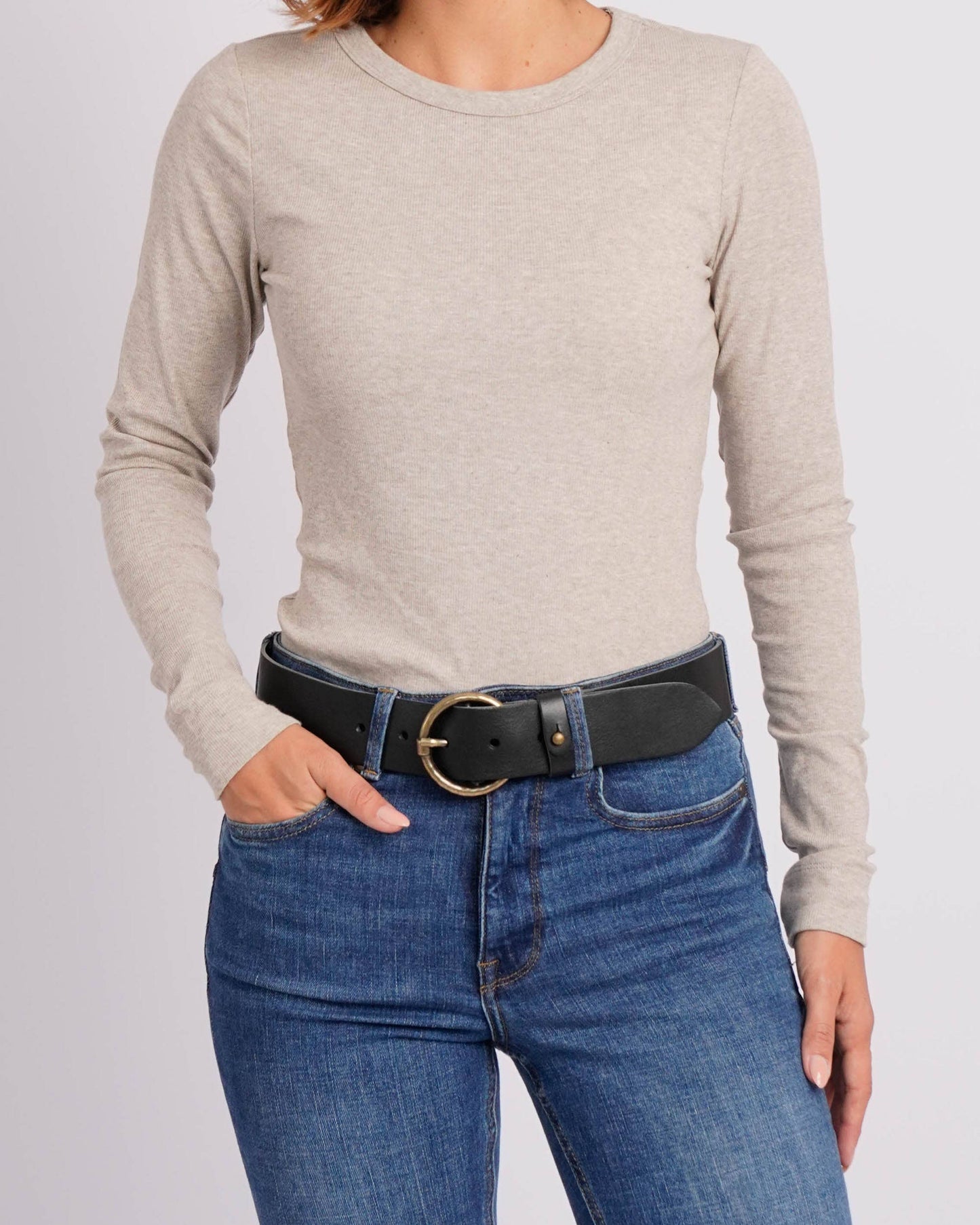Vintage Full-Grain Leather Belt for Women