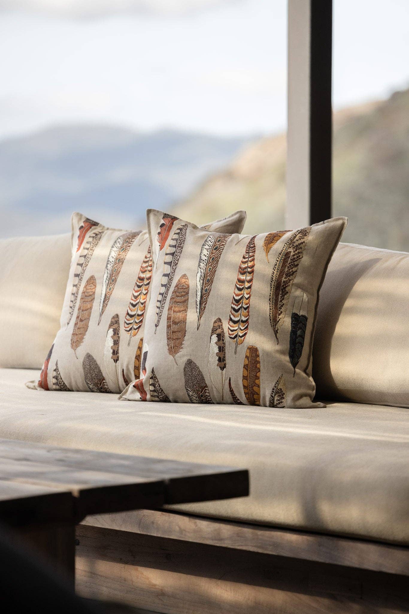 Falling Feathers Pillow with Down Insert